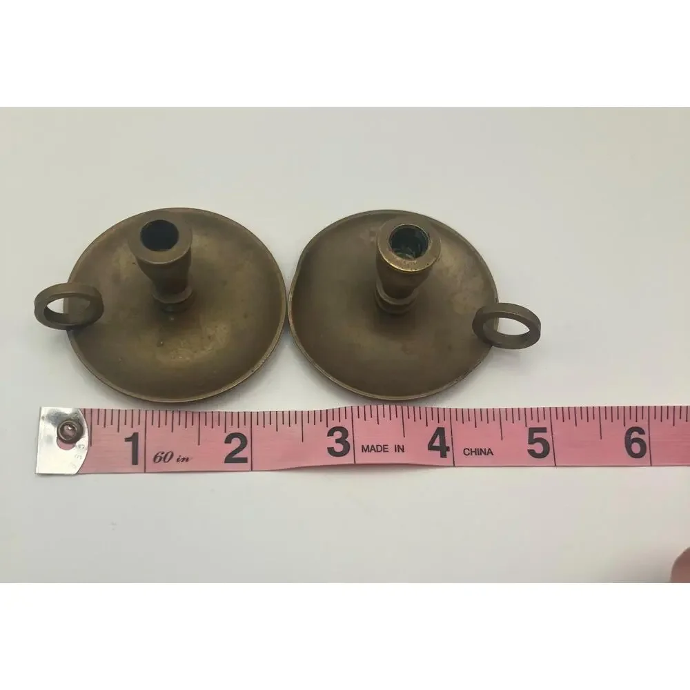 Vintage Brass Chamberstick Candle Holders Pair – Small Candlesticks Colonial